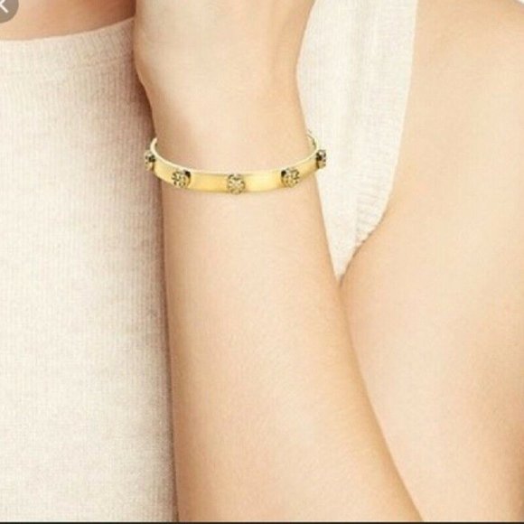 Tory Burch Gold Milgrain Logo Cuff Bracelet - Picture 4 of 4